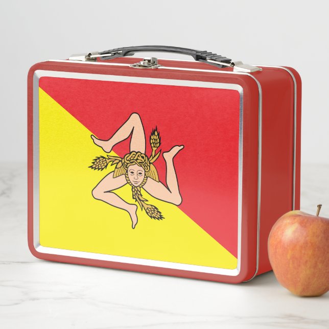 Metal Stainless Lunchbox with flag of Sicily (In Situ)