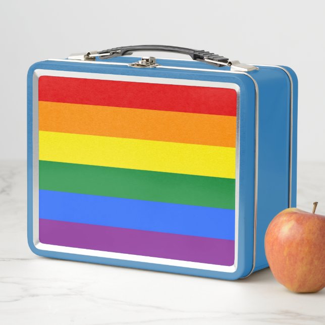 Metal Stainless Lunchbox with LGBT Pride flag (In Situ)