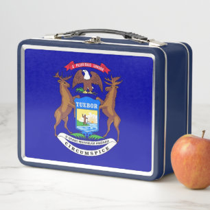 Metal Stainless Lunchbox with Michigan flag