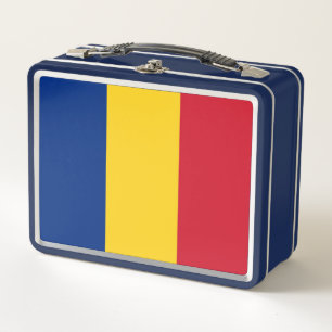 Metal Stainless Lunchbox with Romania flag