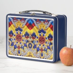 Metal Stainless Lunchbox with Romanian Colours