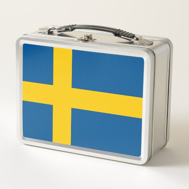 Metal Stainless Lunchbox with Sweden flag (Front)
