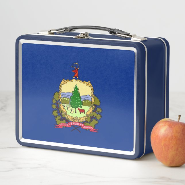 Metal Stainless Lunchbox with Vermont State flag (In Situ)