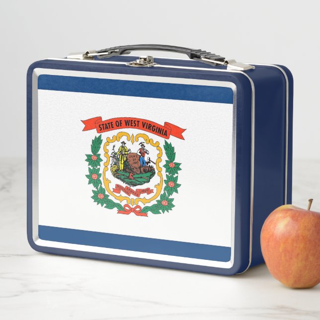 Metal Stainless Lunchbox with West Virginia flag (In Situ)
