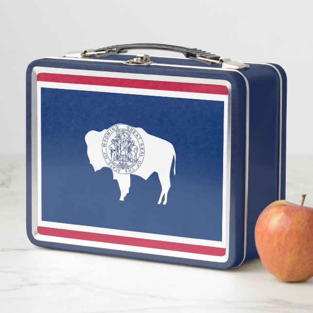 Metal Stainless Lunchbox with Wyoming flag (In Situ)