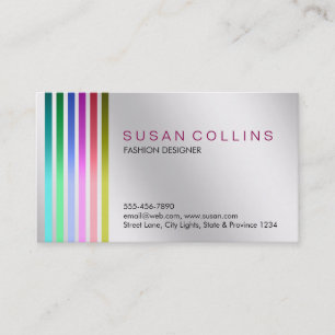 Metal Steel Professional Clean Striped Aluminum Business Card