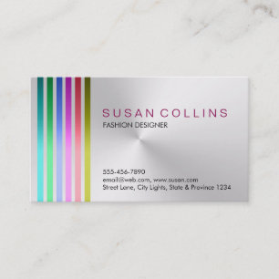 Metal Steel Professional Clean Striped Aluminum Business Card