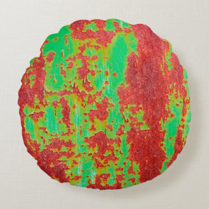 Metal texture with scratches and cracks effect, ab round pillow