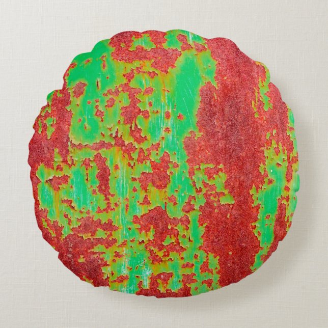 Metal texture with scratches and cracks effect, ab round pillow (Front)