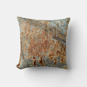 Metal texture with scratches and cracks. Vintage d Throw Pillow