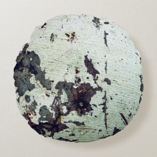 Metal texture with scratches and cracksabstract, a round pillow