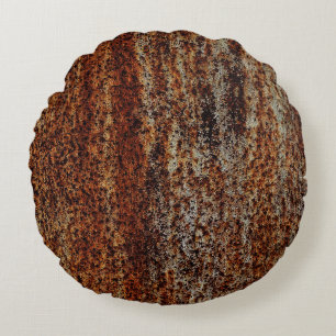 Metal texture with scratches and cracksabstract, a round pillow