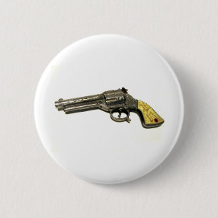 Metal Toy Gun 2 Inch Round Button