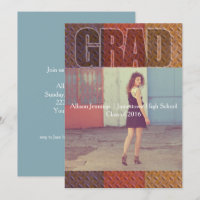 Metal Urban Photo Graduation Party Invitation