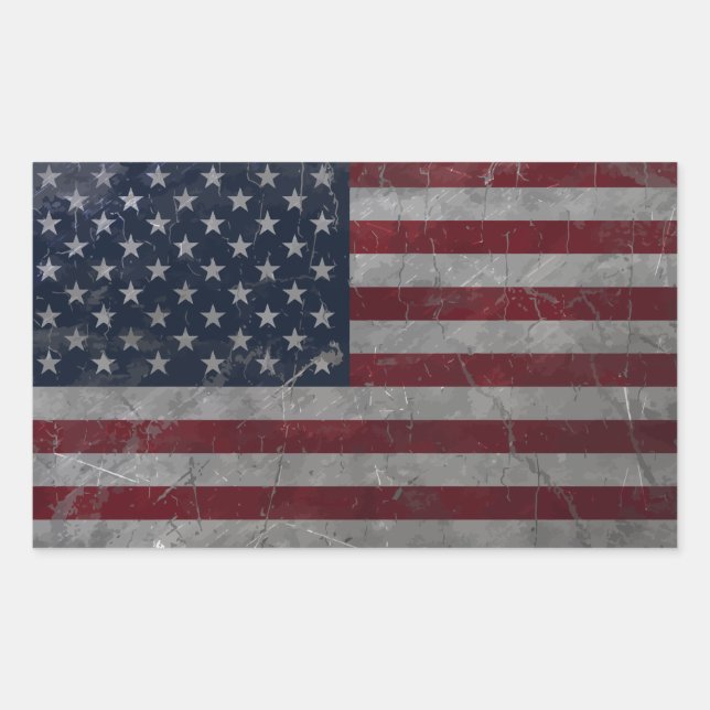 Metal Vintage Grunge American Flag Sticker (Front)