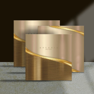 Metal Wave Two-Tone Gold Sq ID806 Square Business Card