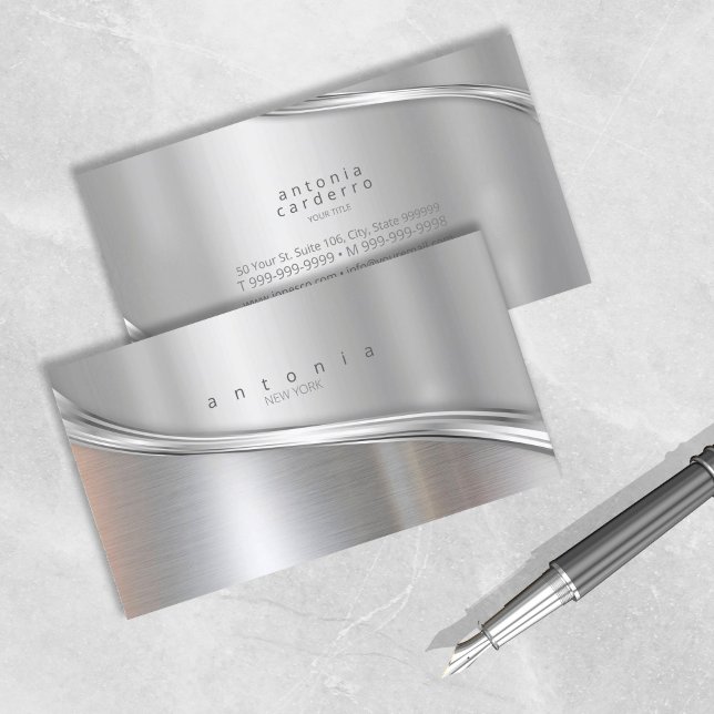 Metal Wave Two-Tone Silver ID806 Business Card (Creator Uploaded)