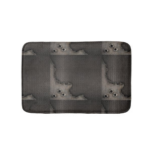 Metal with bullet holes background bath mat