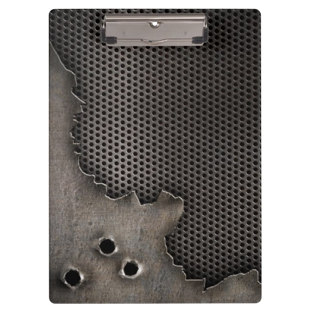 Metal with bullet holes background clipboard (Front)