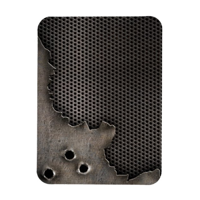 Metal with bullet holes background magnet (Vertical)