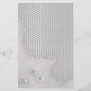 Metal with bullet holes background stationery