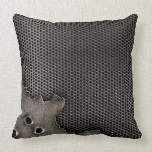 Metal with bullet holes background throw pillow