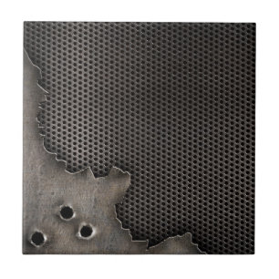 Metal with bullet holes background tile