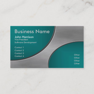Metal with Teal Cutout Circles business card