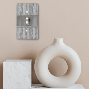 Metal Wood Textured Silver Brushed Light Switch Cover