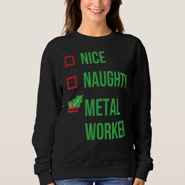 Metal Worker Funny Pajama Christmas Sweatshirt (Front)