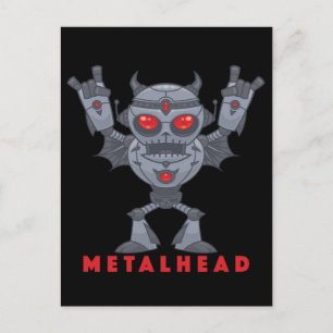 Metalhead - Heavy Metal Robot Devil - With Text Holiday Postcard