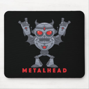 Metalhead - Heavy Metal Robot Devil - With Text Mouse Pad