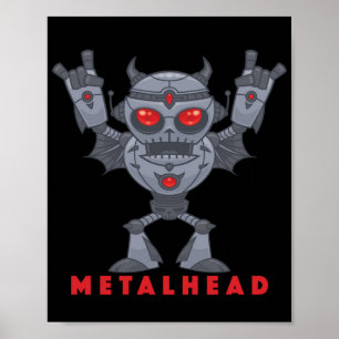 Metalhead - Heavy Metal Robot Devil - With Text Poster