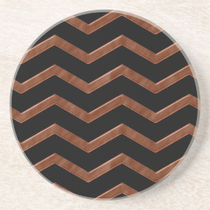 Metalic Bronze Zig Zag Pattern Coaster