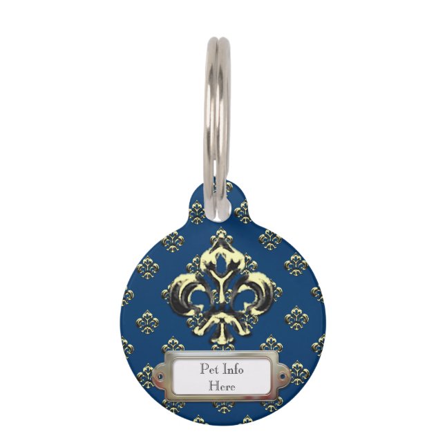 Metalic Fleur de lis (Gold) Pet Tag (Front)