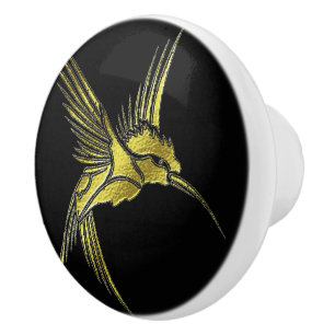 Metalic Gold Hummingbird Dresser Drawer Knob Pull