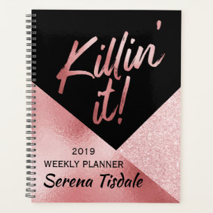 Metalic Rose Gold & Black Killin' It Weekly Planner