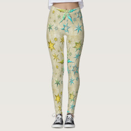 metalic starfishs embossed texturized cool sweet leggings