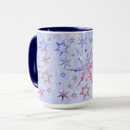 metalic starfishs embossed texturized cool sweet mug