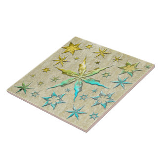 metalic starfishs embossed texturized cool sweet tile