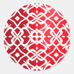 Metalic X Lace Pattern Sticker-Deep Red and White Classic Round Sticker