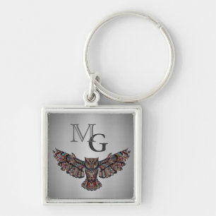 Metalized Owl Art Keychain