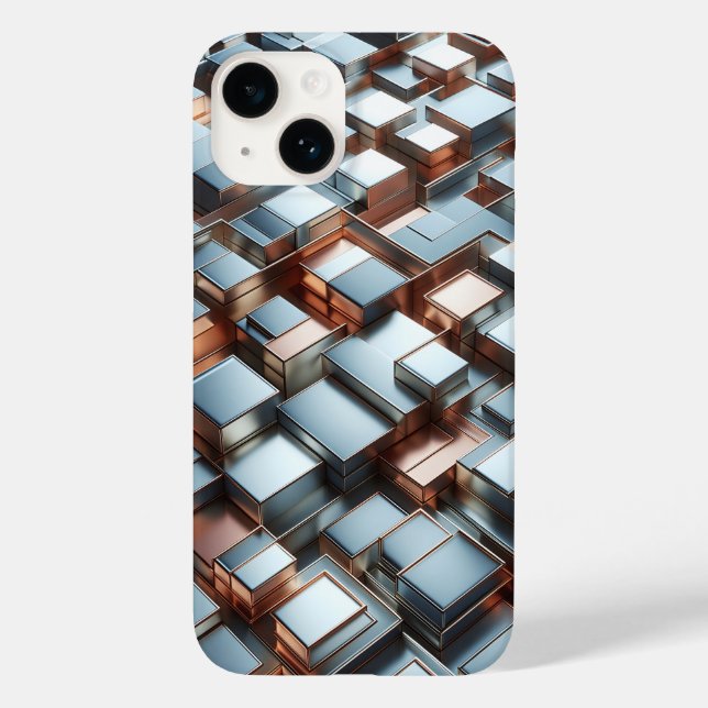 Metallic 3D Block Phone Case - Industrial Silver  (Back)