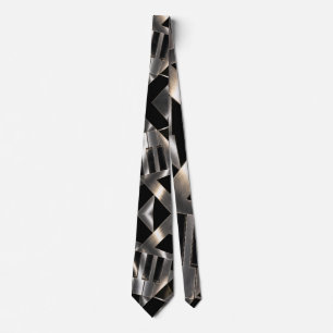 Metallic Abstract Piano Keys Tie