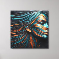 Metallic Abstract Woman's Face Art.