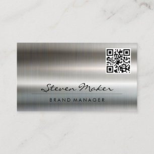 Metallic Aluminum Shine Background   QR Business Card