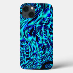 Metallic and crooked illusion, blue to green image iPhone 13 case