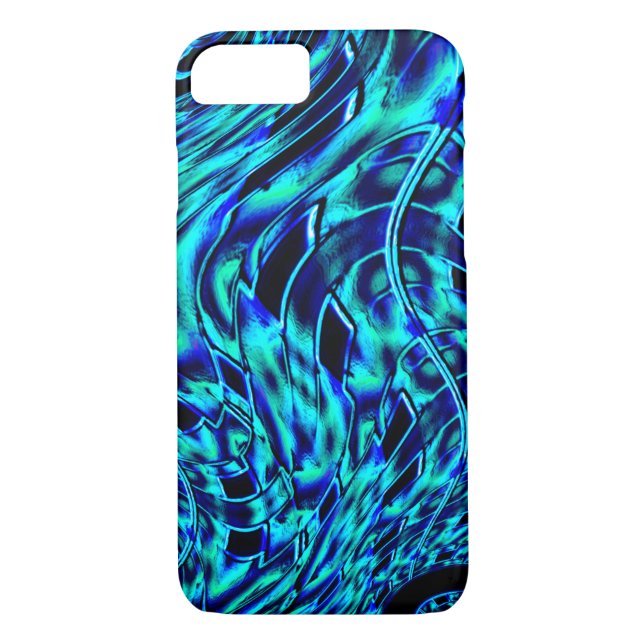 Metallic and crooked illusion, blue to green image Case-Mate iPhone case (Back)