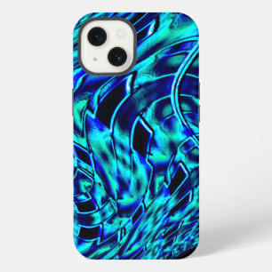 Metallic and crooked illusion, blue to green image iPhone 13 case