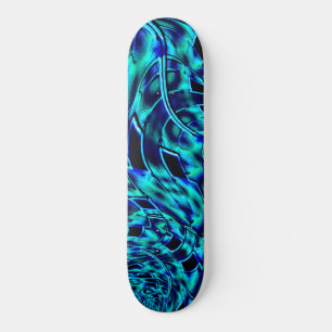 Metallic and crooked illusion, blue to green image skateboard